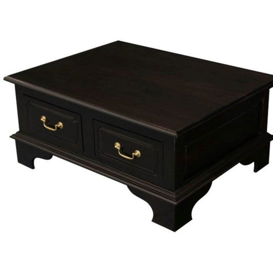 KLEVERSON SOLID MAHOGANY RECTANGULAR COFFEE TABLE 4 DRAWERS IN CHOCOLATE - MyChocolateWood