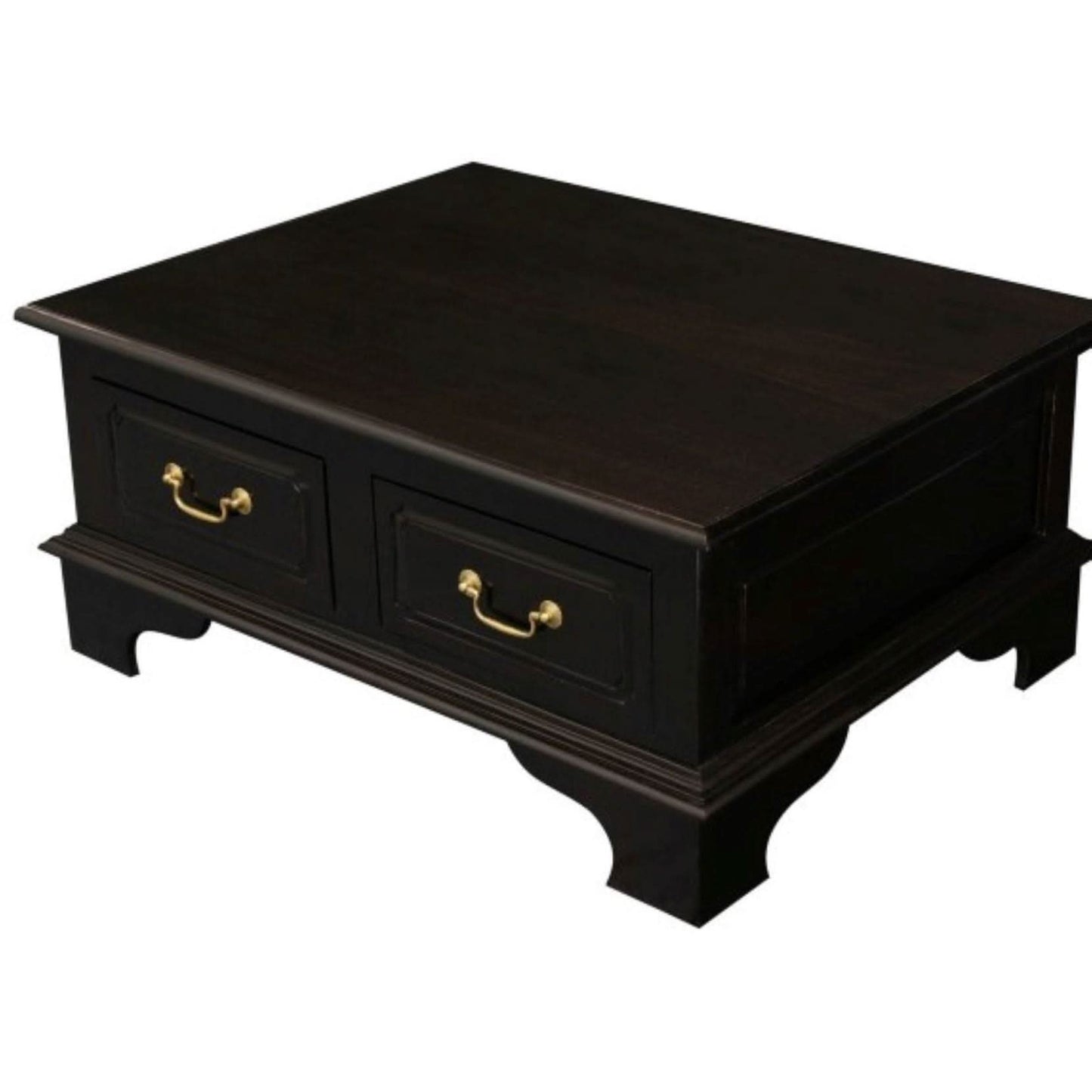 Kleverson Solid Mahogany 4-Drawer Rectangular Coffee Table in Chocolate - Chocolate Wood