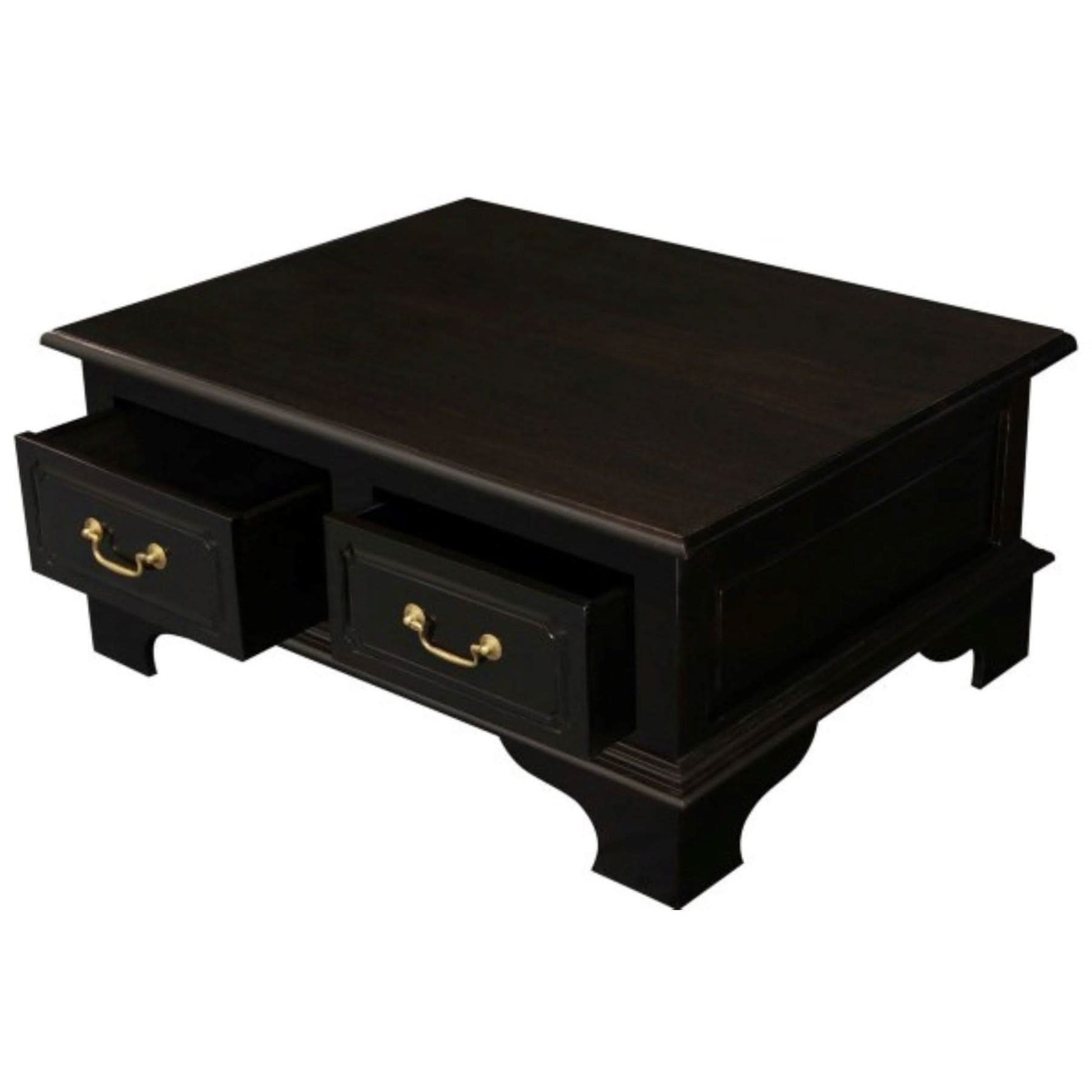 Kleverson Solid Mahogany 4-Drawer Rectangular Coffee Table in Chocolate - Chocolate Wood