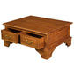 Kleverson Solid Mahogany 4-Drawer Rectangular Coffee Table in Light Pecan - Chocolate Wood