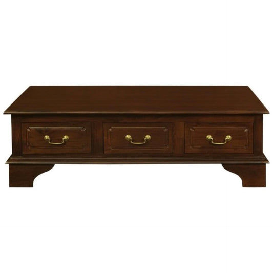 KLEVERSON SOLID MAHOGANY RECTANGULAR COFFEE TABLE 6 DRAWERS IN MAHOGANY COLOUR - MyChocolateWood