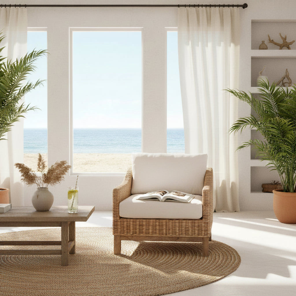 KOREEN 1 SEATER HAMPTONS RATTAN ARMCHAIR - MyChocolateWood