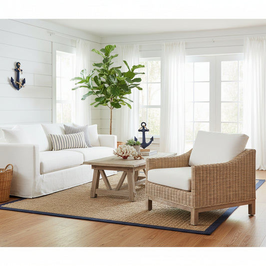 KOREEN 1 SEATER HAMPTONS RATTAN ARMCHAIR - MyChocolateWood