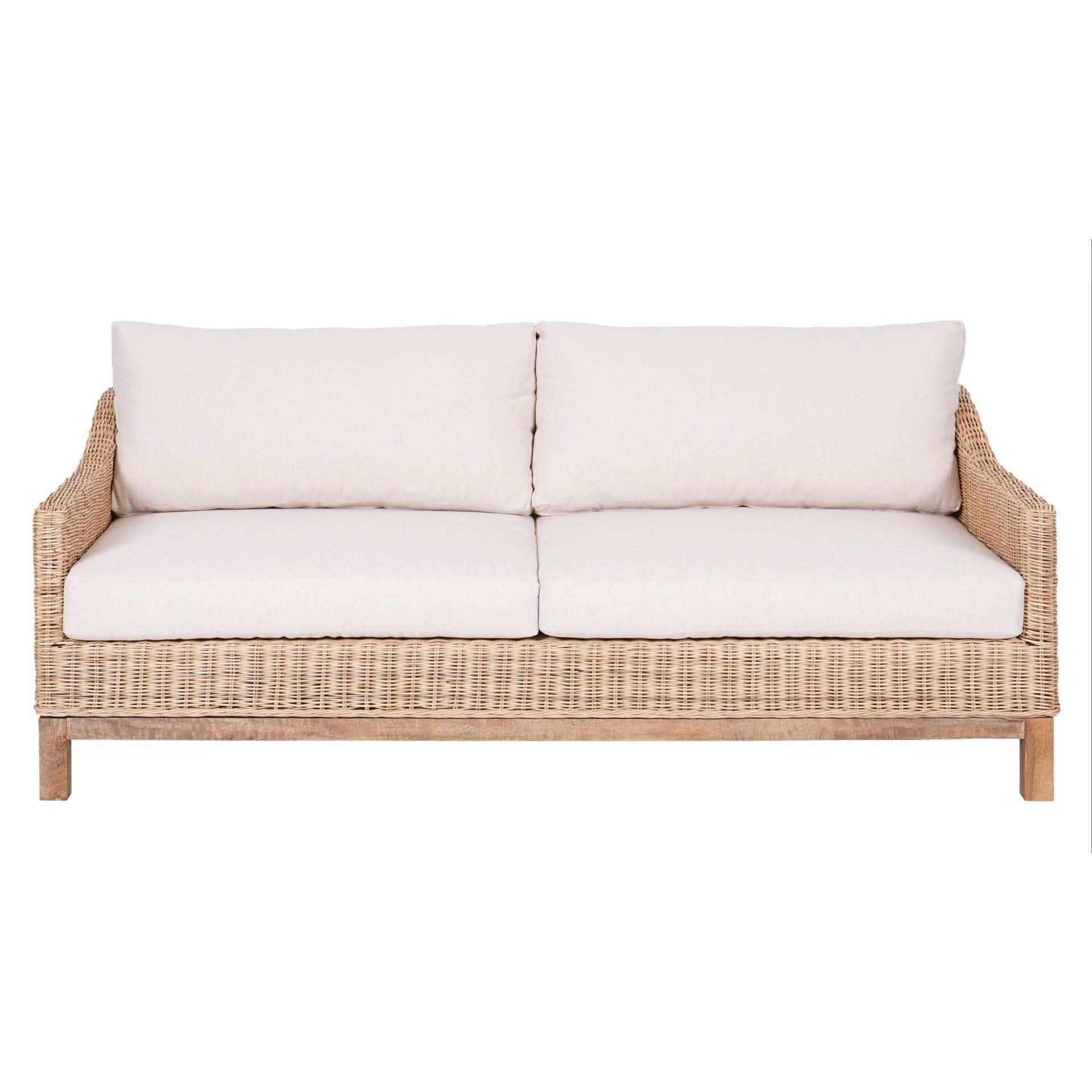 KOREEN SOLID MANGO WOOD/RATTAN 3-SEATER SOFA - MyChocolateWood