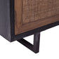 KUMBRIA OAK & RATTAN SANDBLAST SIDEBOARD/BUFFET  BLACK & NATURAL - MyChocolateWood