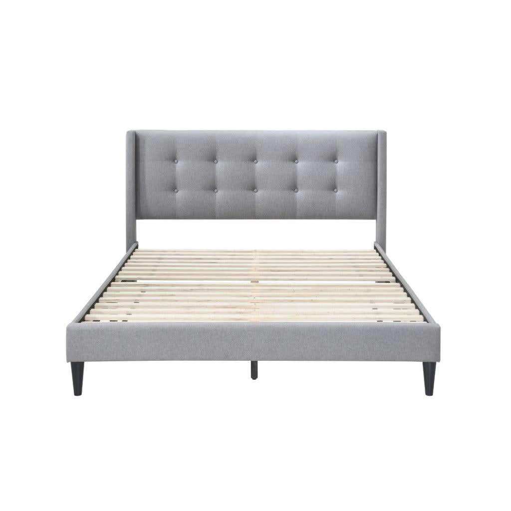 LAING FABRIC QUEEN BED BASE IN MID GREY - MyChocolateWood