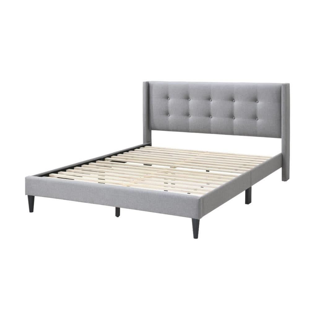 LAING FABRIC QUEEN BED BASE IN MID GREY - MyChocolateWood