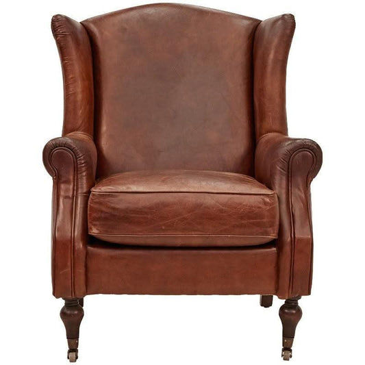 LAMPARD WINGBACK ARMCHAIR IN AGED LEATHER - MyChocolateWood