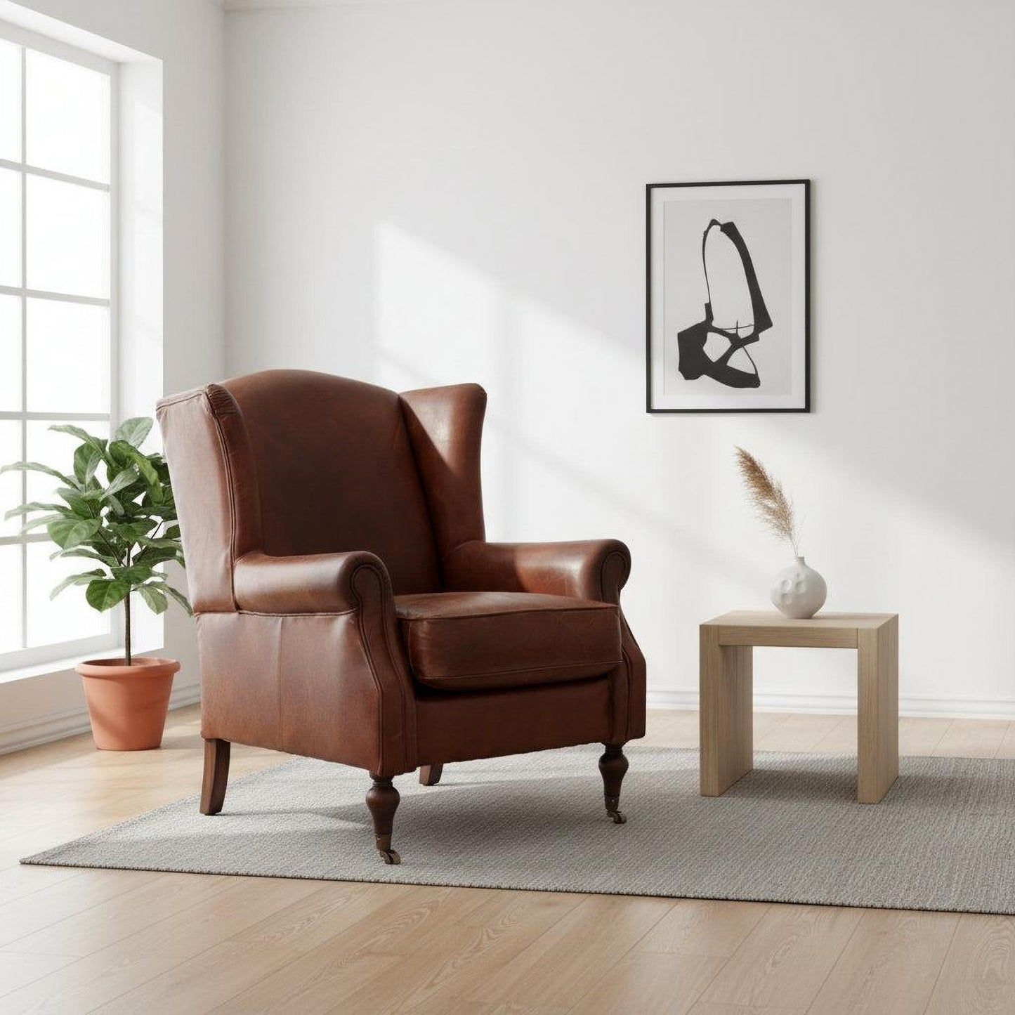 LAMPARD WINGBACK ARMCHAIR IN AGED LEATHER - MyChocolateWood