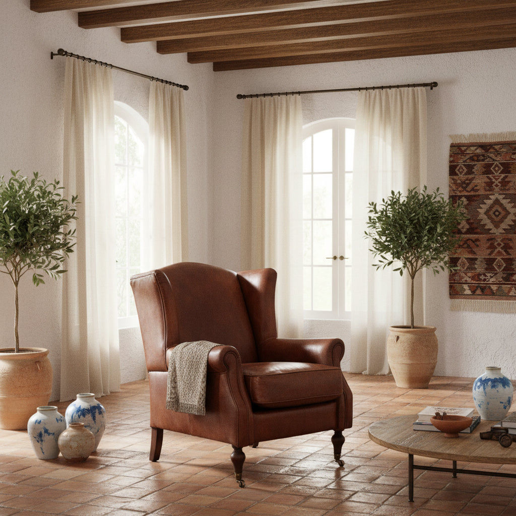 LAMPARD WINGBACK ARMCHAIR IN AGED LEATHER - MyChocolateWood