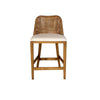 Lancaster Hamptons rattan counter stool with mango teak seat and brown wooden legs from Chocolate Wood.