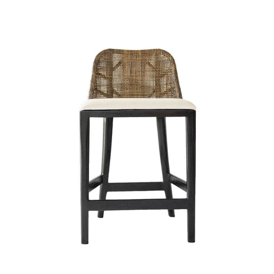 LANCASTER HAMPTONS RATTAN COUNTER STOOL IN PECAN BROWN /BLACK LEGS - MyChocolateWood