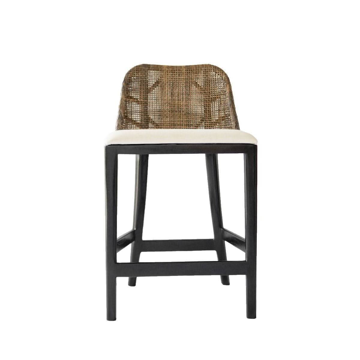 Lancaster Hamptons Rattan Counter Stool in Pecan Brown with Black Legs - Chocolate Wood