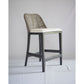 Lancaster Hamptons rattan counter stool in pecan brown with black wooden legs, featuring woven rattan seat and backrest.