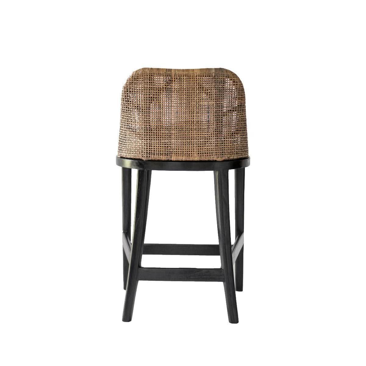 Lancaster Hamptons rattan counter stool in pecan brown with black legs, stylish and comfortable seating for kitchen or bar area.