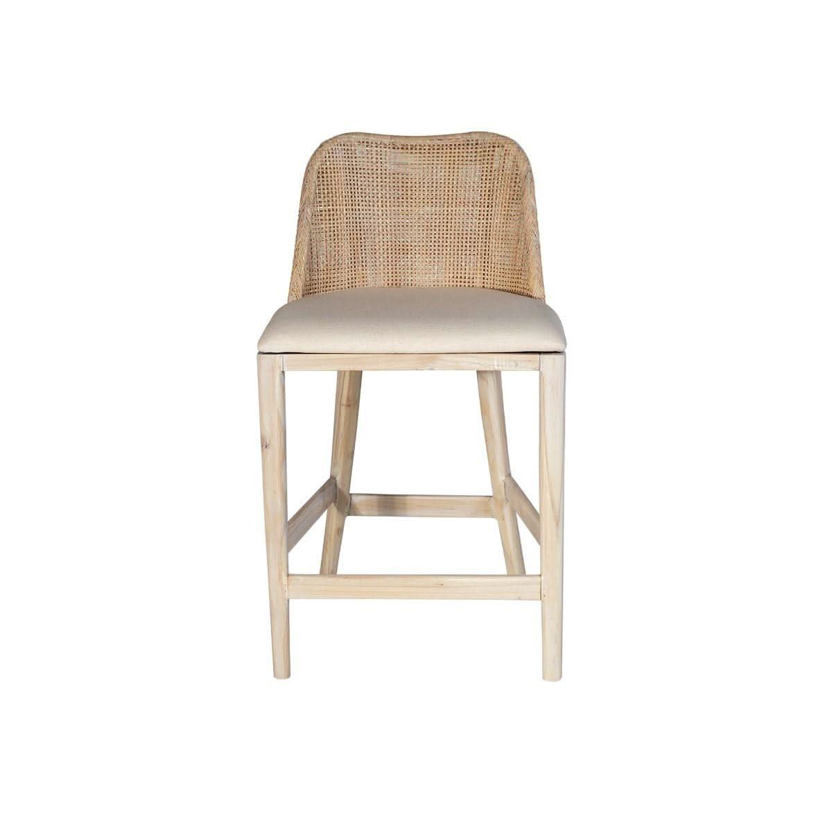 Lancaster Hamptons Rattan Counter Stool in White Wash - Chocolate Wood