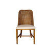 Lancaster Hamptons rattan dining chair with mango teak finish and brown wooden legs, stylish and comfortable for modern dining rooms.