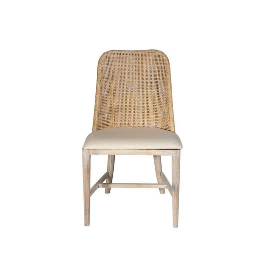 LANCASTER HAMPTONS SOLID MINDI WOOD FRAME RATTAN DINING CHAIR IN WHITEWASH - MyChocolateWood