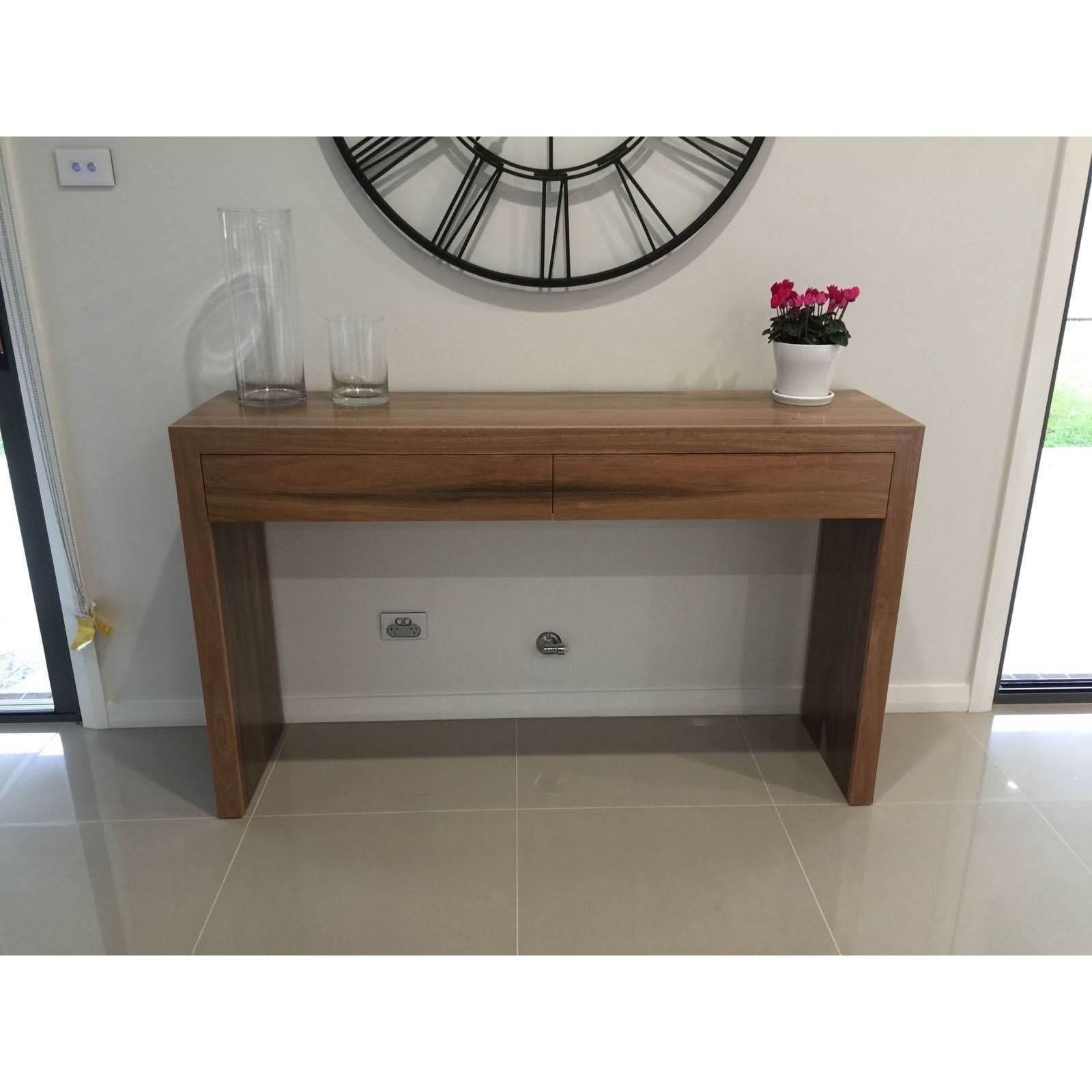 LANNA 2-DRAWER CONSOLE/HALL TABLE - SOLID SPOTTED GUM HARDWOOD TIMBER - MyChocolateWood