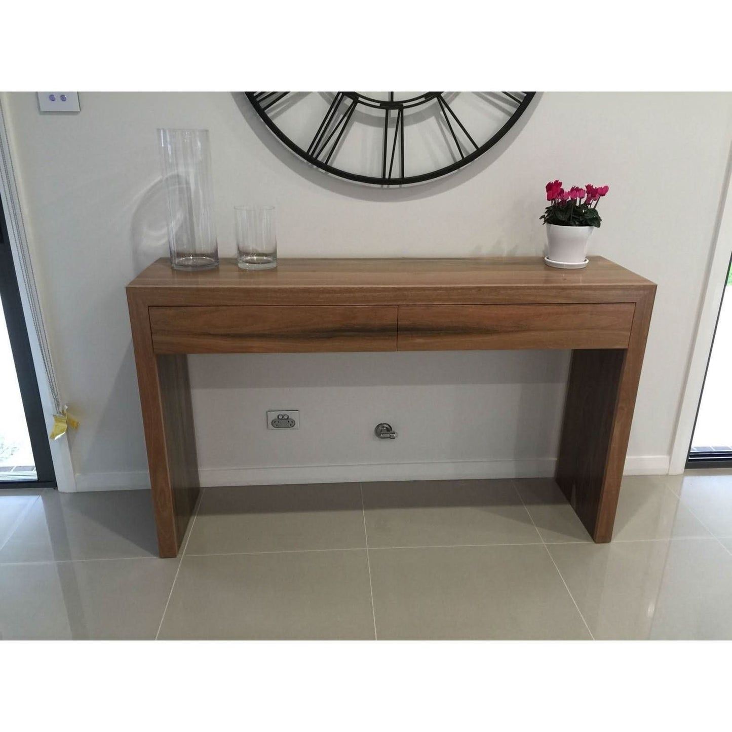 LANNA 2-DRAWER CONSOLE/HALL TABLE - SOLID SPOTTED GUM HARDWOOD TIMBER