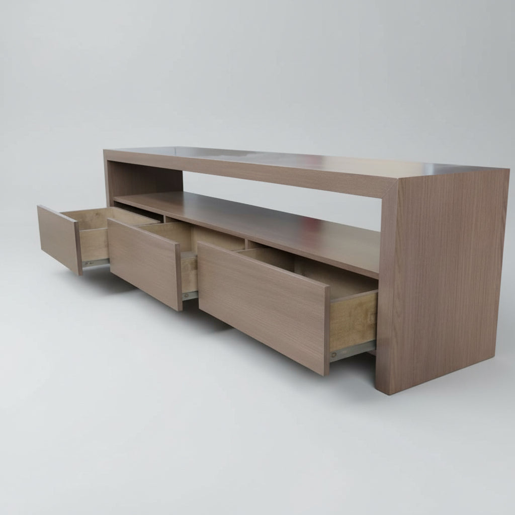 LANNA LOWLINE 3 DRAWER TV/ENTERTAINMENT UNIT IN TASSIE OAK - MyChocolateWood