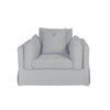 LARK SLIPCOVER CHAIR HAMPTONS STYLE SWIVEL ARMCHAIR IN DEXTER BEACHGLASS COLOUR - MyChocolateWood