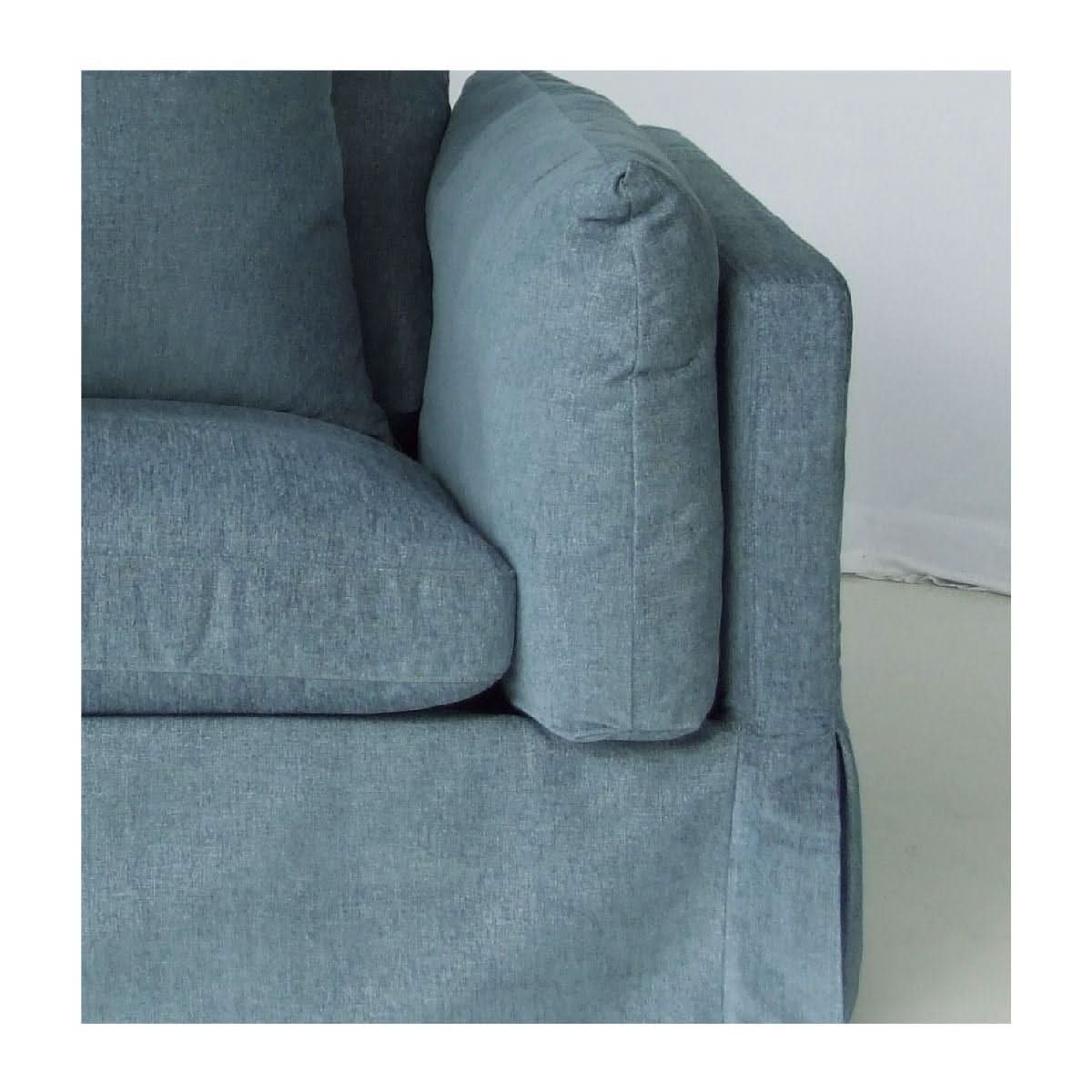 Lark Hamptons Slipcover Swivel Armchair in Dexter Denim - Chocolate Wood