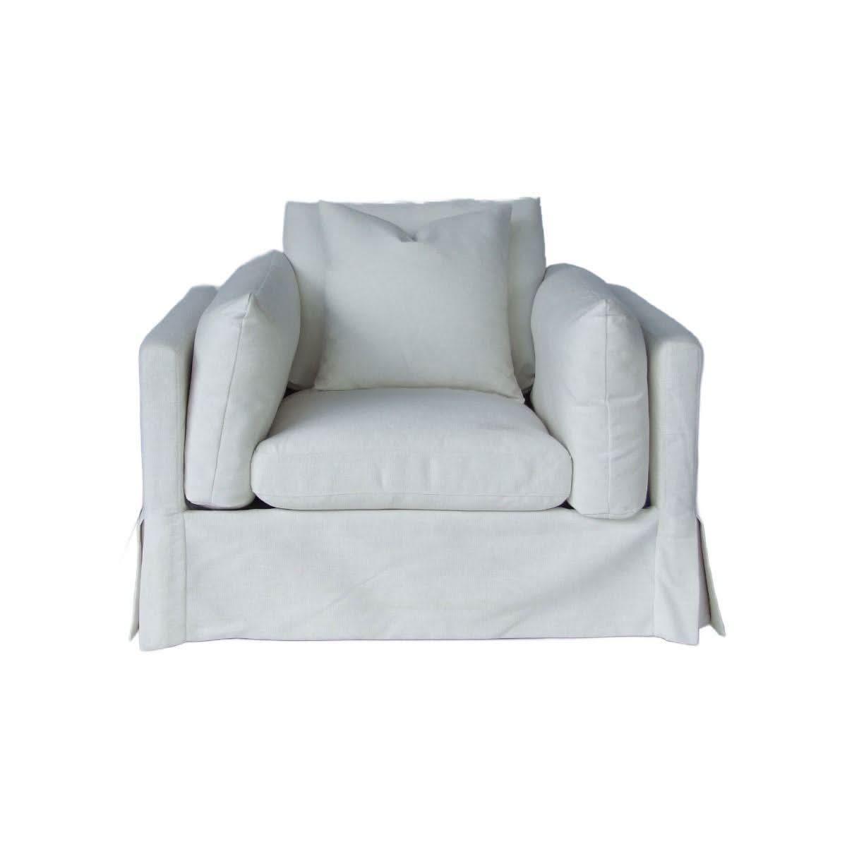 LARK SLIPCOVER CHAIR HAMPTONS STYLE SWIVEL ARMCHAIR IN TANGIER SUGAR FABRIC - MyChocolateWood