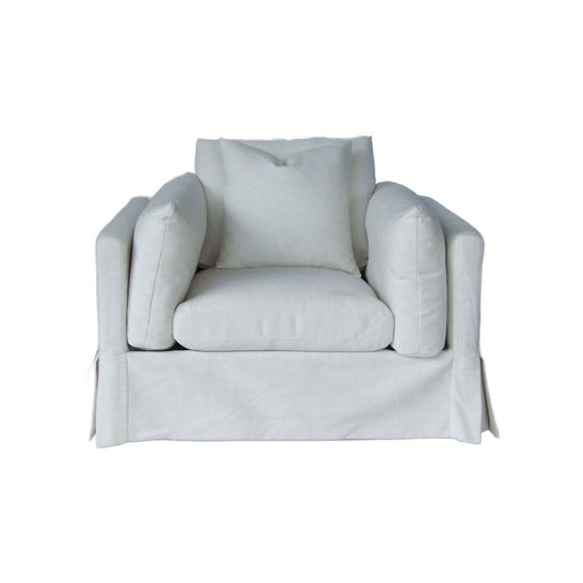 LARK SLIPCOVER CHAIR HAMPTONS STYLE SWIVEL ARMCHAIR IN TANGIER SUGAR FABRIC - MyChocolateWood