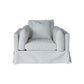 Lark Hamptons Slipcover Swivel Armchair in Tangier Sugar - Chocolate Wood