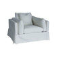 Lark Hamptons Slipcover Swivel Armchair in Tangier Sugar - Chocolate Wood