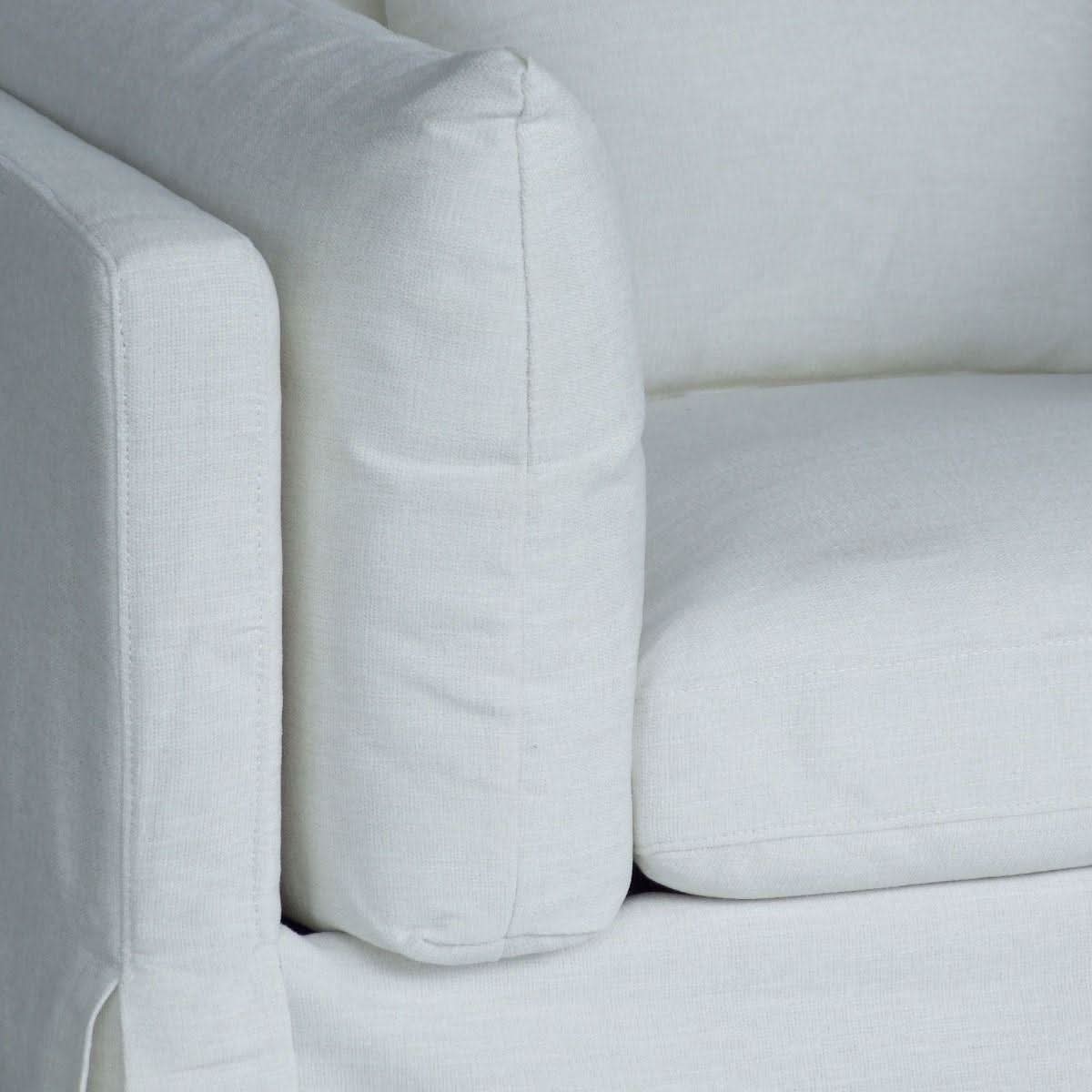 Lark Hamptons Slipcover Swivel Armchair in Tangier Sugar - Chocolate Wood