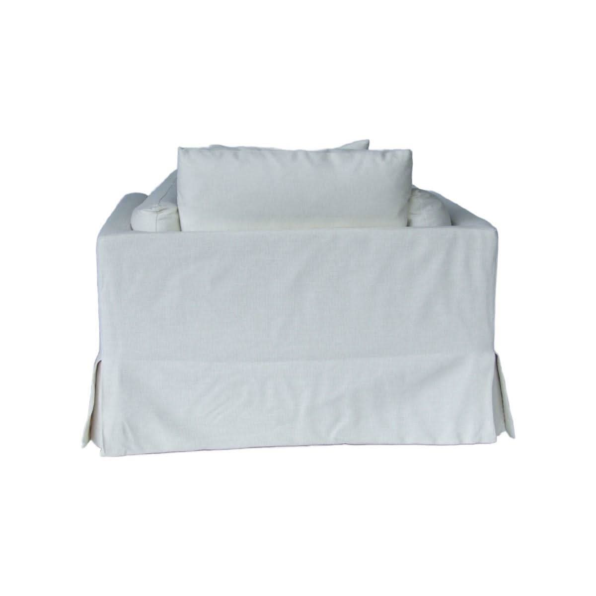 LARK SLIPCOVER CHAIR HAMPTONS STYLE SWIVEL ARMCHAIR IN TANGIER SUGAR FABRIC - MyChocolateWood