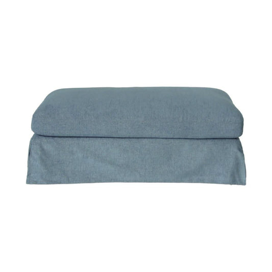 LARK SLIPCOVER OTTOMAN HAMPTONS STYLE IN DEXTER DENIM FABRIC - MyChocolateWood