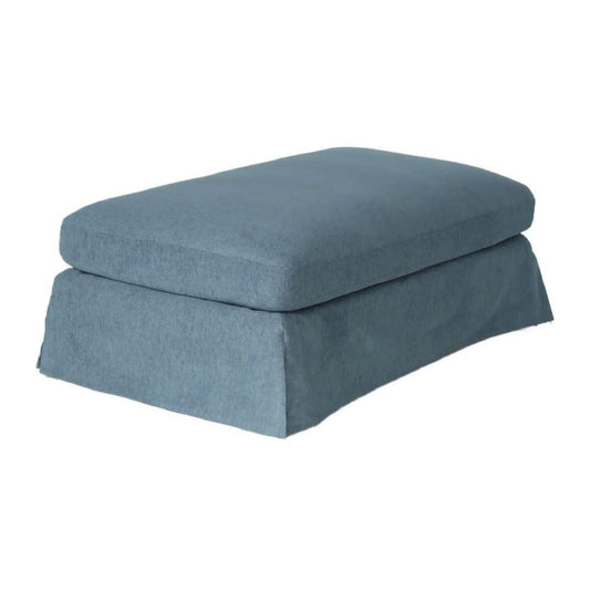 LARK SLIPCOVER OTTOMAN HAMPTONS STYLE IN DEXTER DENIM FABRIC