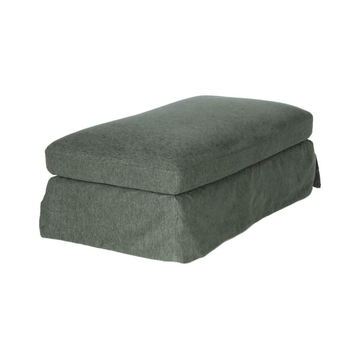 LARK SLIPCOVER OTTOMAN HAMPTONS STYLE IN DEXTER EUCALYPTUS FABRIC - MyChocolateWood