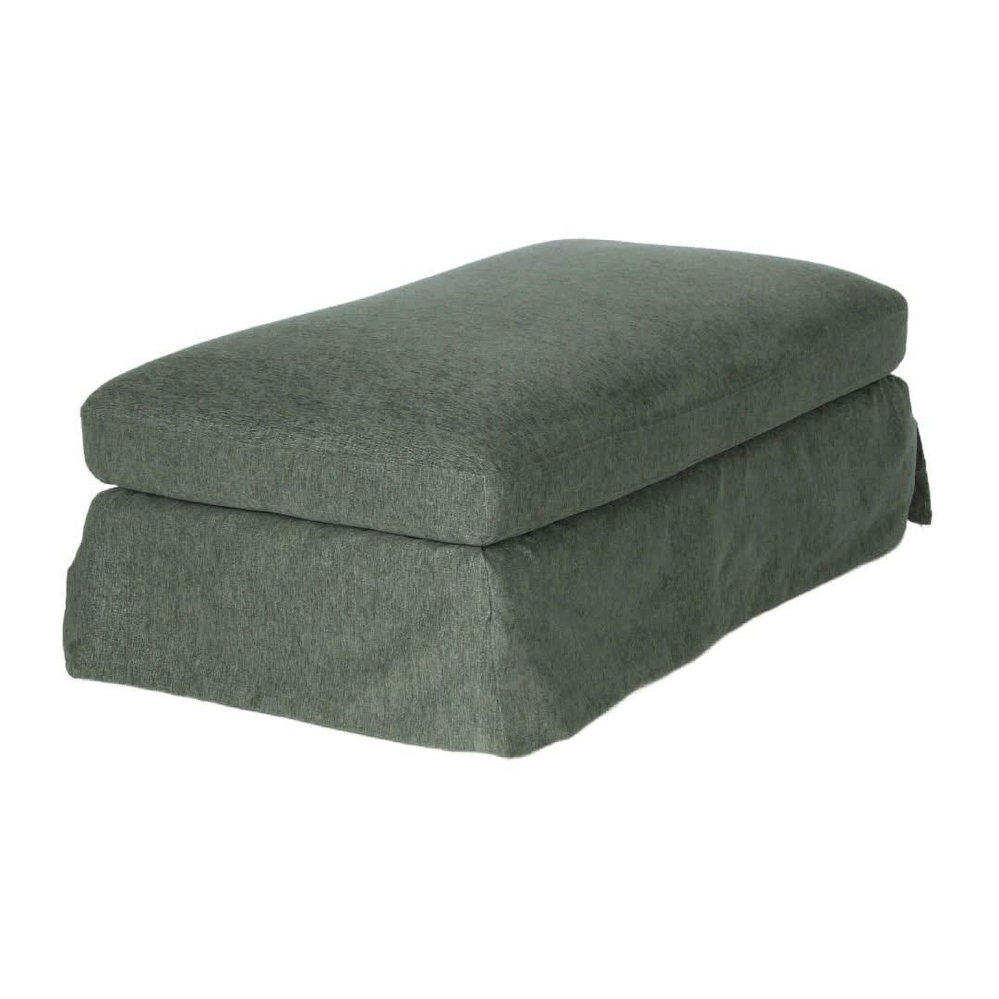Lark Hamptons Slipcover Ottoman in Dexter Eucalyptus - Chocolate Wood