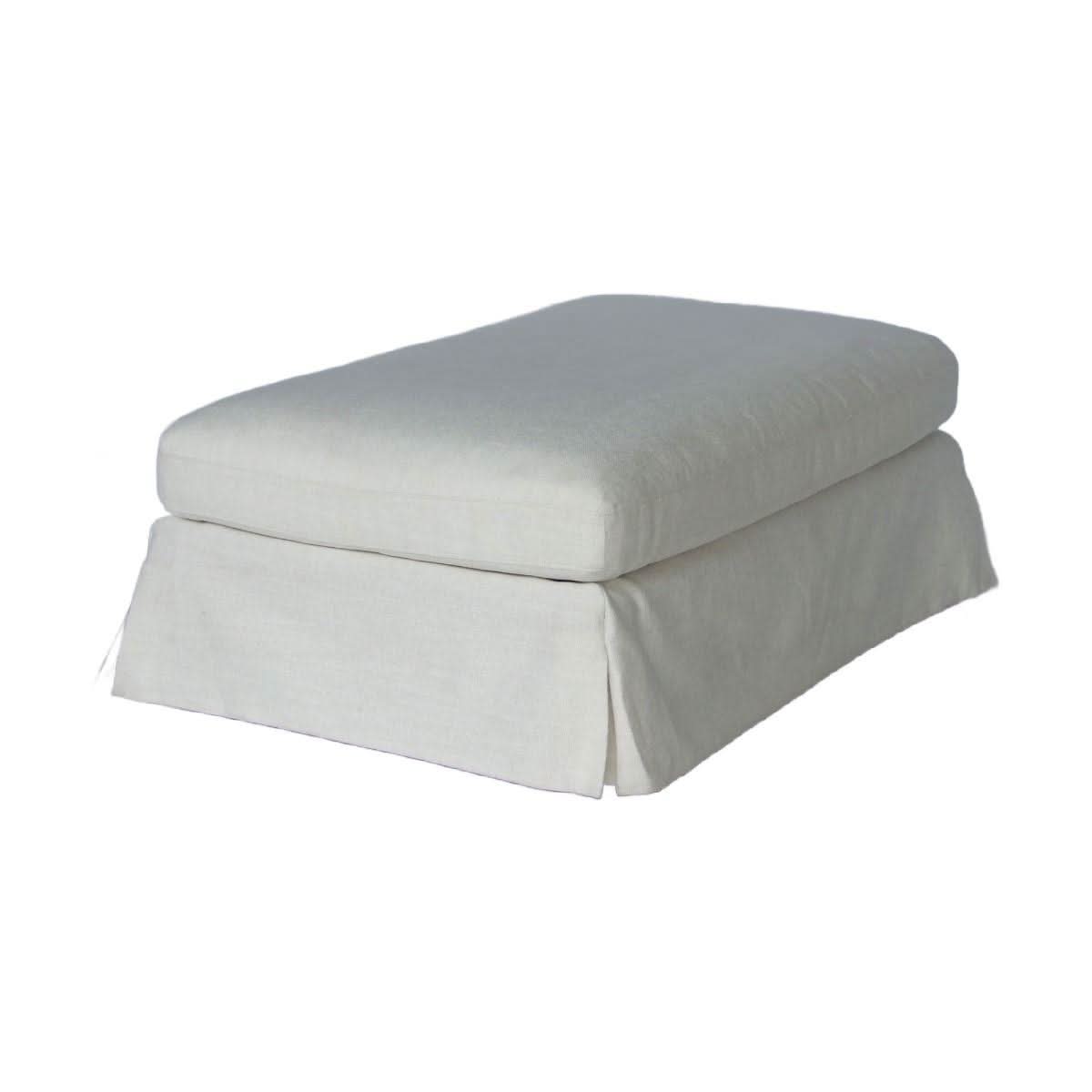 Lark Hamptons Slipcover Ottoman in Tangier Sugar - Chocolate Wood