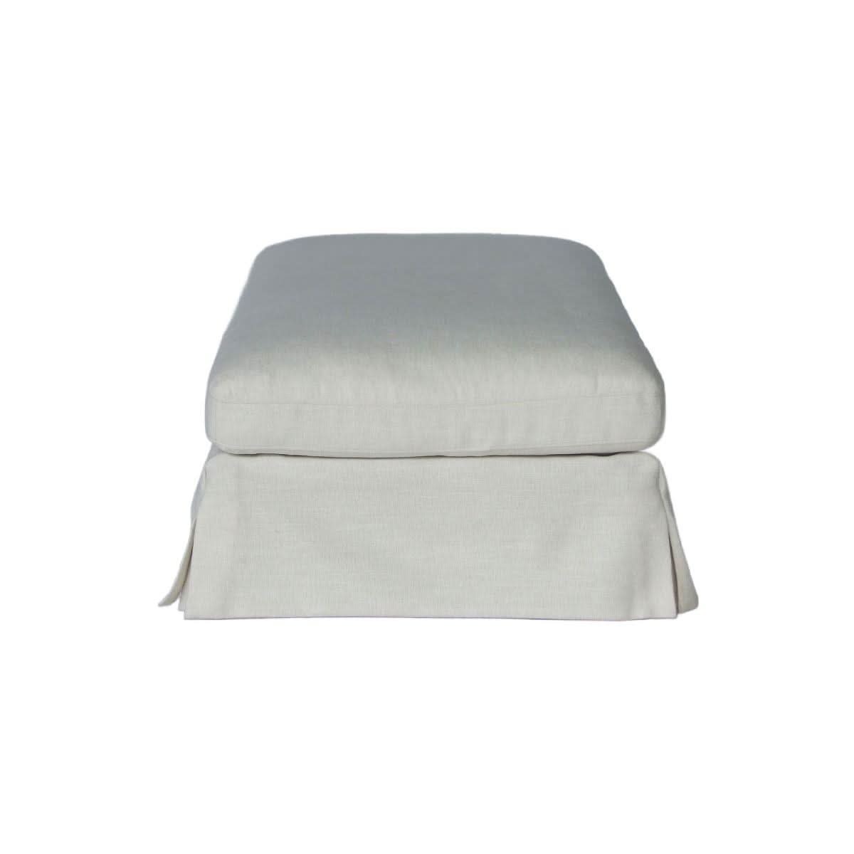 Lark Hamptons Slipcover Ottoman in Tangier Sugar - Chocolate Wood