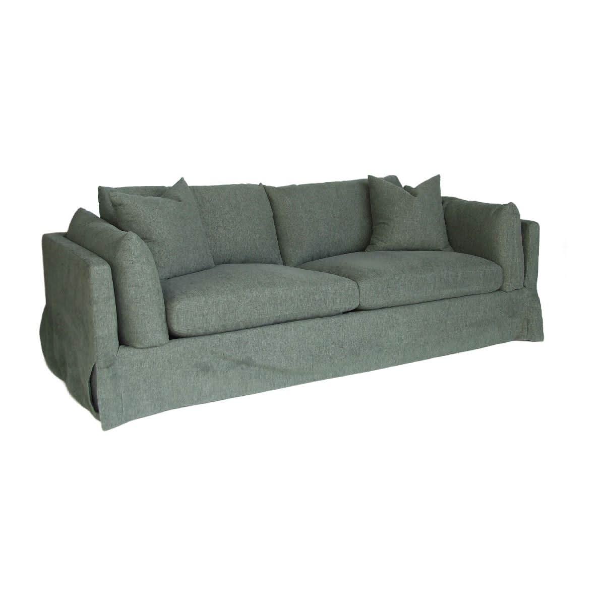 Lark Hamptons Slipcover Sofa in Dexter Eucalyptus - Chocolate Wood