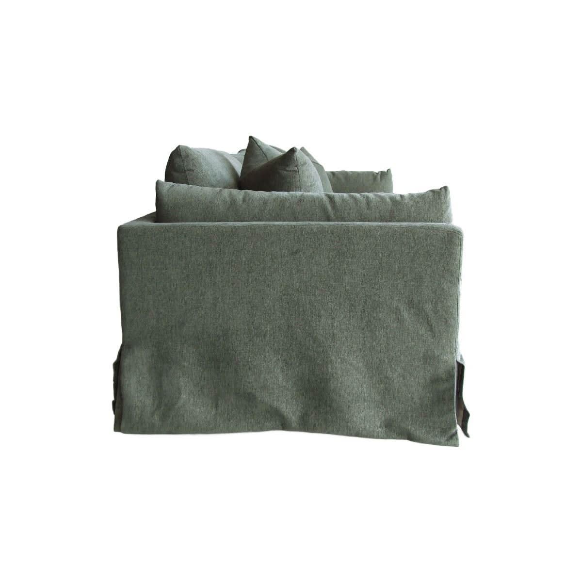 Lark Hamptons Slipcover Sofa in Dexter Eucalyptus - Chocolate Wood
