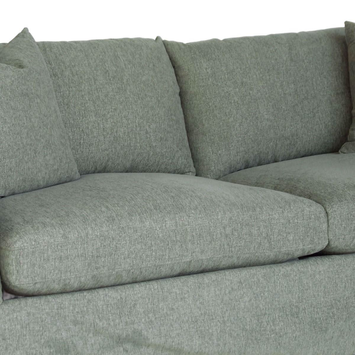 Lark Hamptons Slipcover Sofa in Dexter Eucalyptus - Chocolate Wood