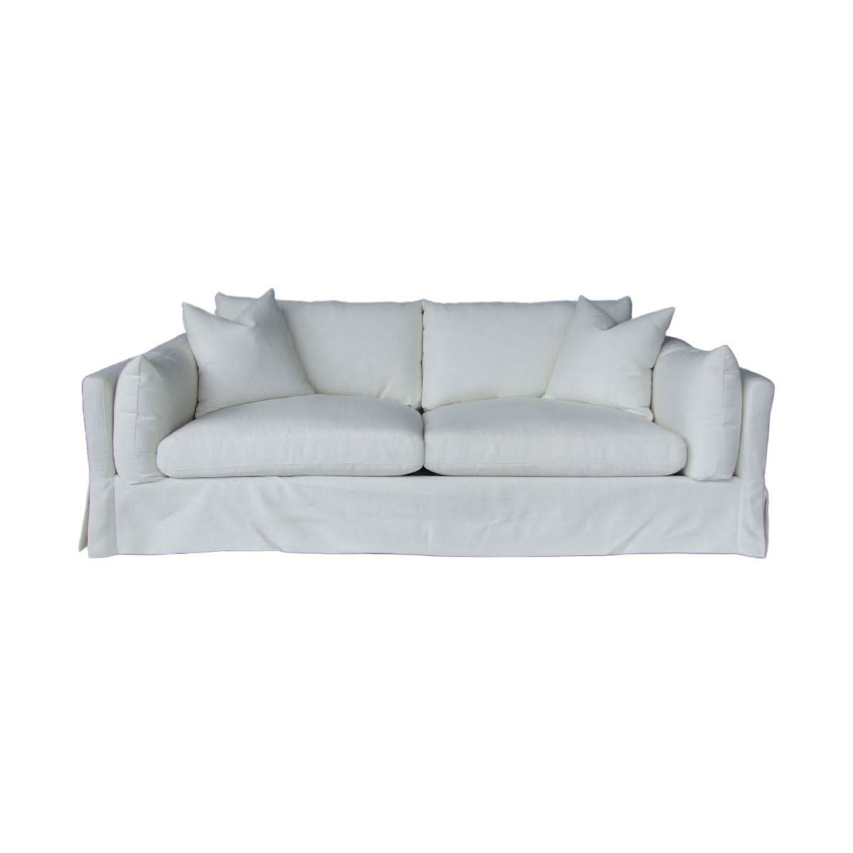 Lark Hamptons Slipcover Sofa in Tangier Sugar - Chocolate Wood