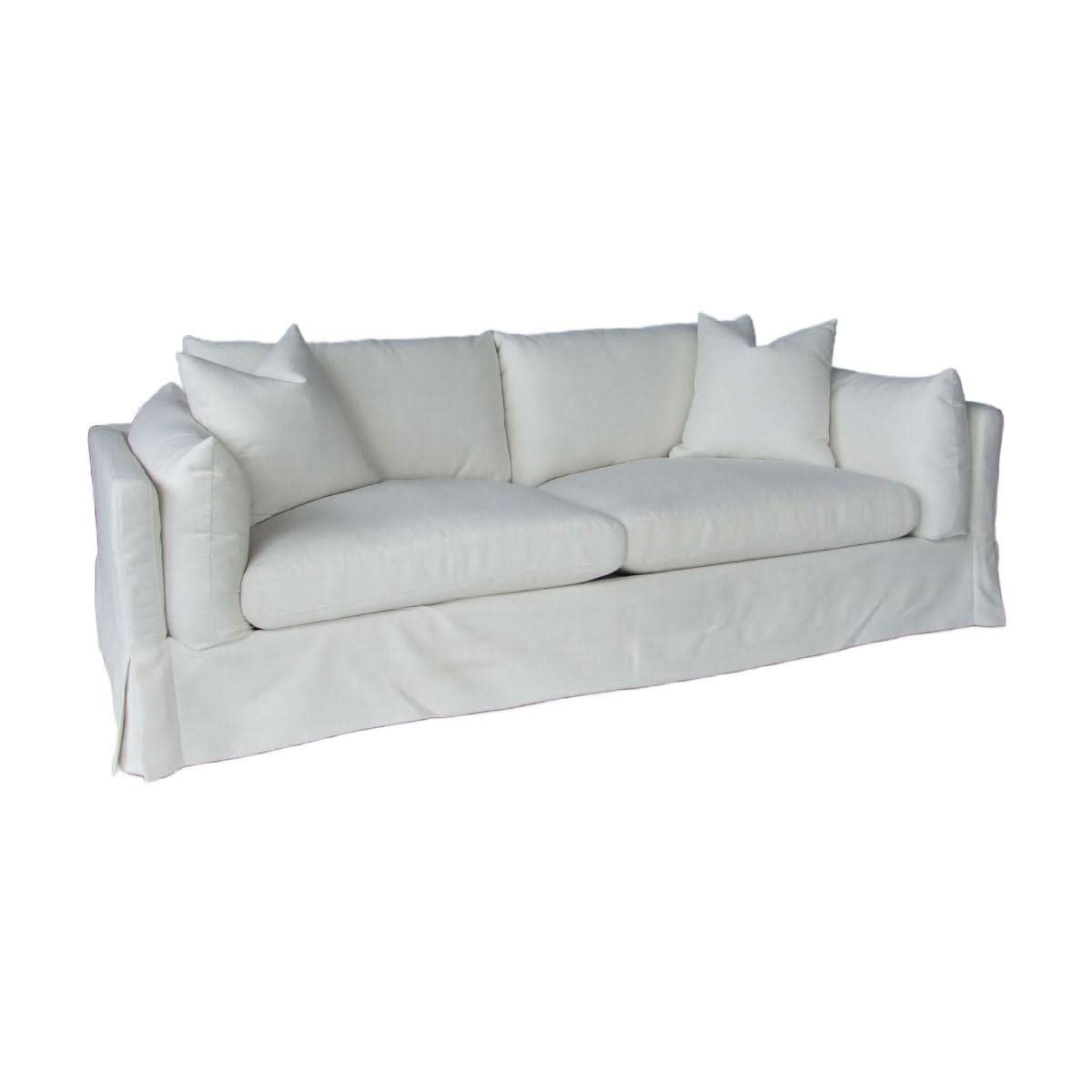Lark Hamptons Slipcover Sofa in Tangier Sugar - Chocolate Wood