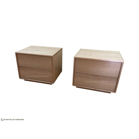 LAUNCESTON 2 DRAWER BEDSIDE TABLES IN TASSIE OAK CLEAR LACQUER - MyChocolateWood