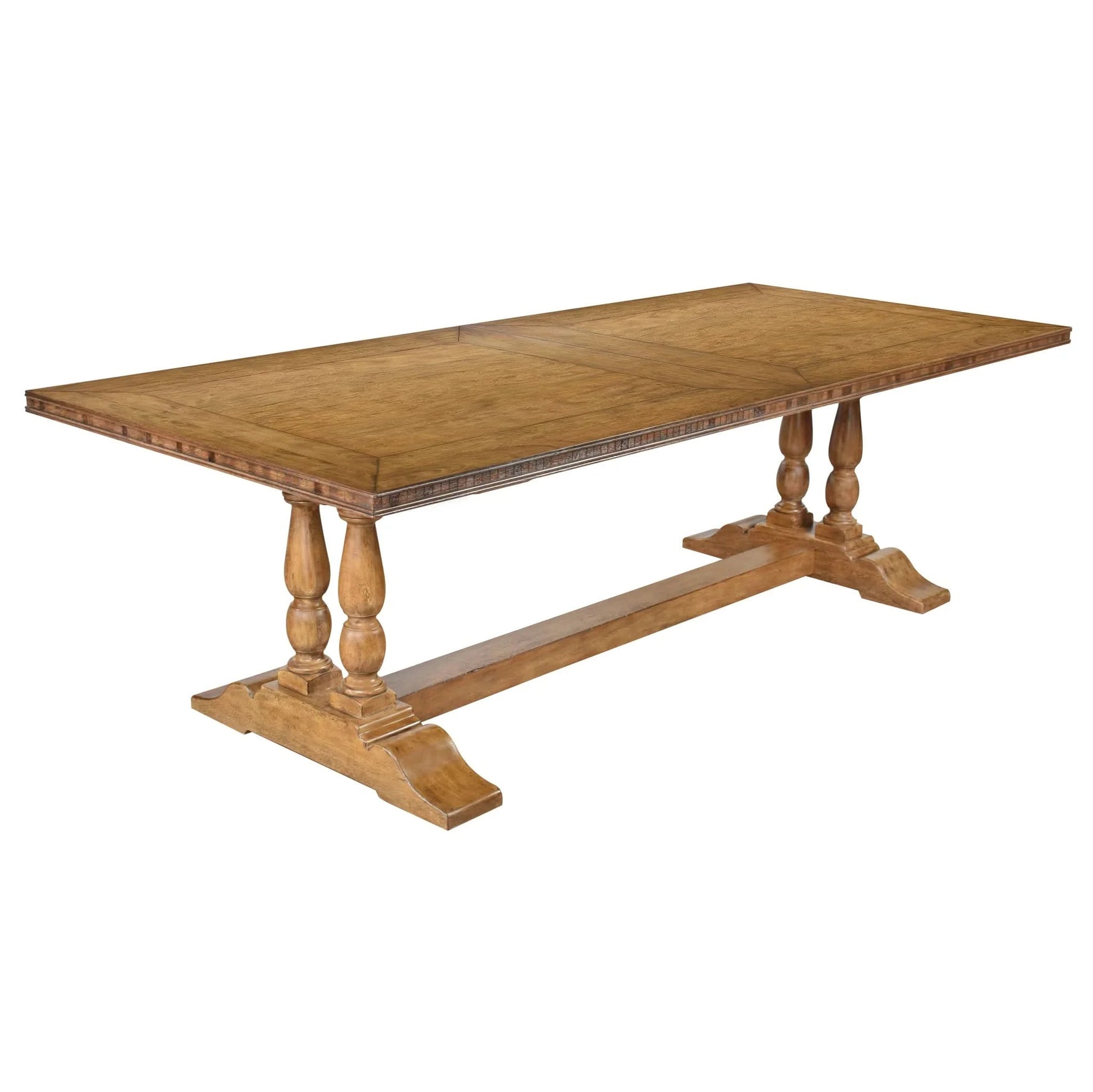 LAURENT SOLID MANGO WOOD FRENCH CLASSIC DOUBLE PEDESTAL DINING TABLE 260CM NATURAL - MyChocolateWood