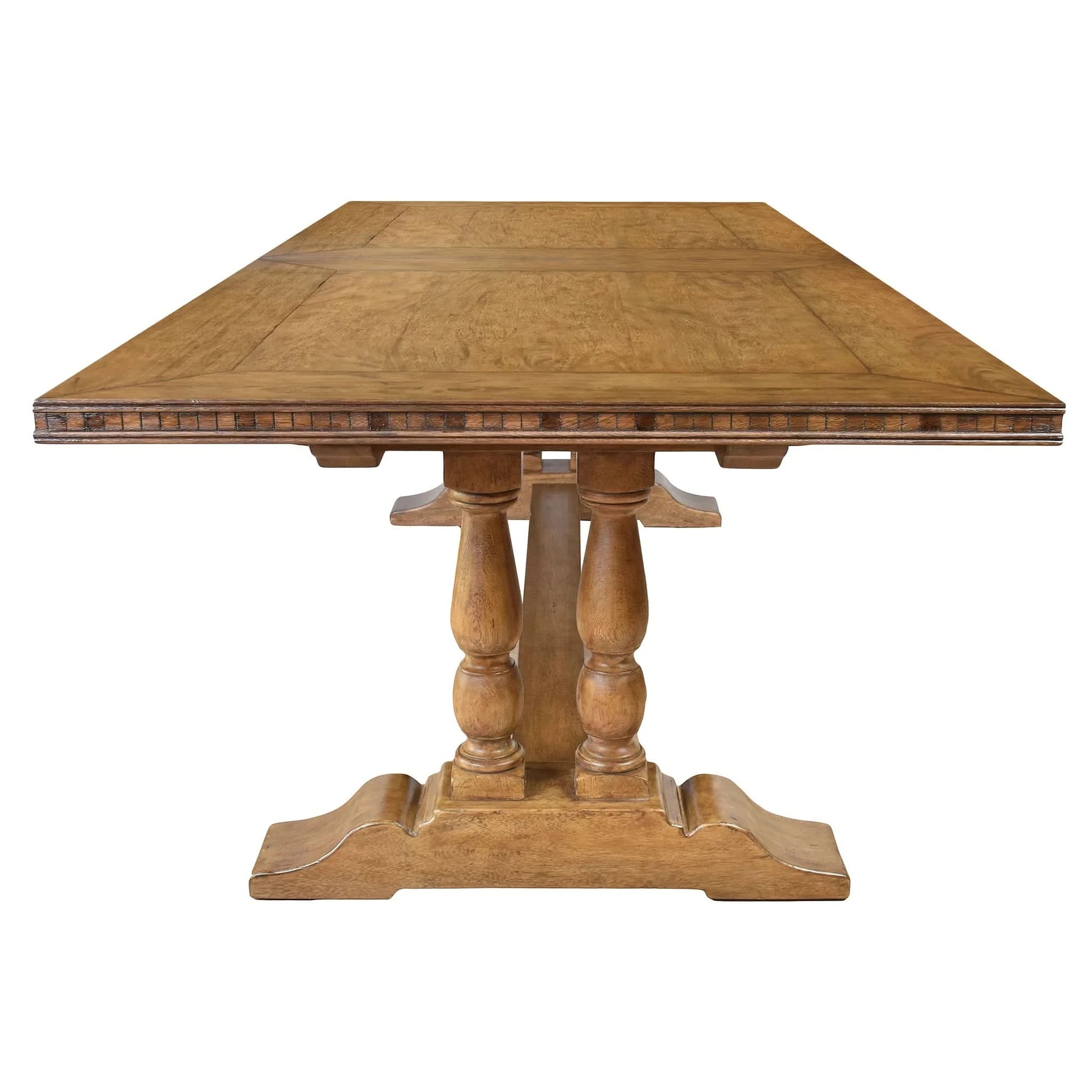 LAURENT SOLID MANGO WOOD FRENCH CLASSIC DOUBLE PEDESTAL DINING TABLE 260CM NATURAL - MyChocolateWood