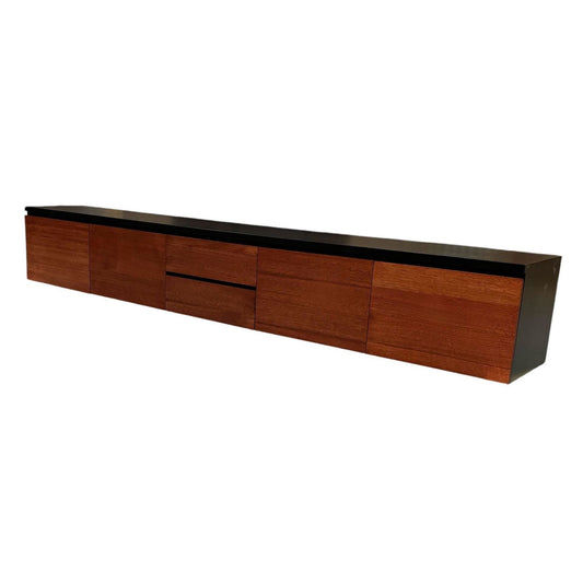 LAVADA CUSTOM MADE WALLMOUNTED TV/ENTERTAINMENT UNIT IN SOLID TASSIE OAK 4 DOORS & 2 DRAWERS