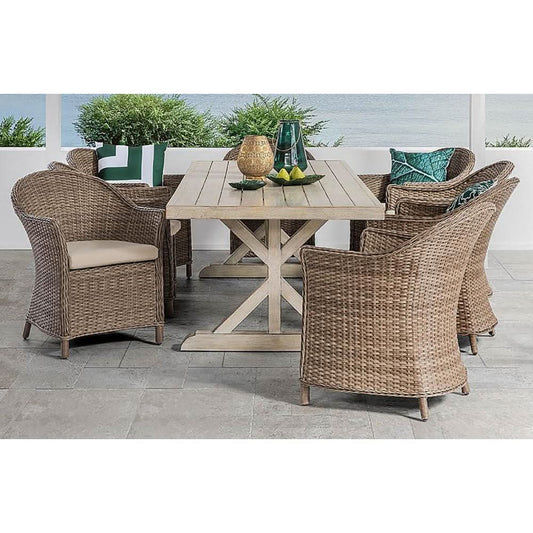 LAVENHAM 9 PIECE ALUMINIUM 7 WICKER OUTDOOR SETTING - MyChocolateWood