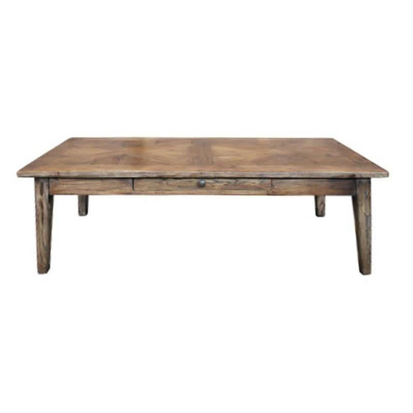 LENNON 1 DRAWER RUSTIC PROVINCIAL RECYCLED ELM PARQUETRY COFFEE TABLE